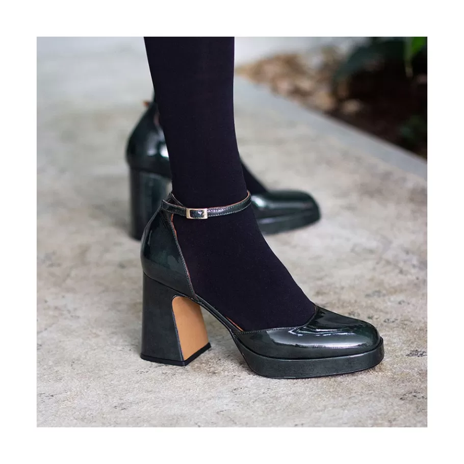 Heeled Shoes<Ángel Alarcón Afra - Patent Leather Ankle Strap D Orsay With Block Heel And Platform