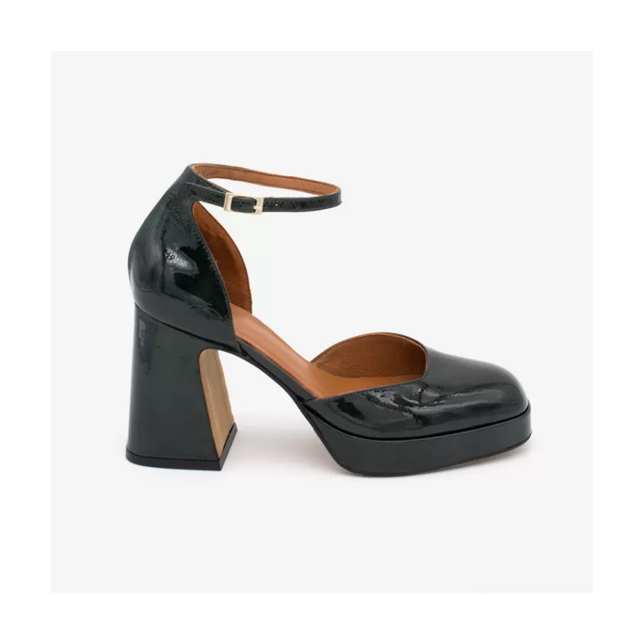 Heeled Shoes<Ángel Alarcón Afra - Patent Leather Ankle Strap D Orsay With Block Heel And Platform
