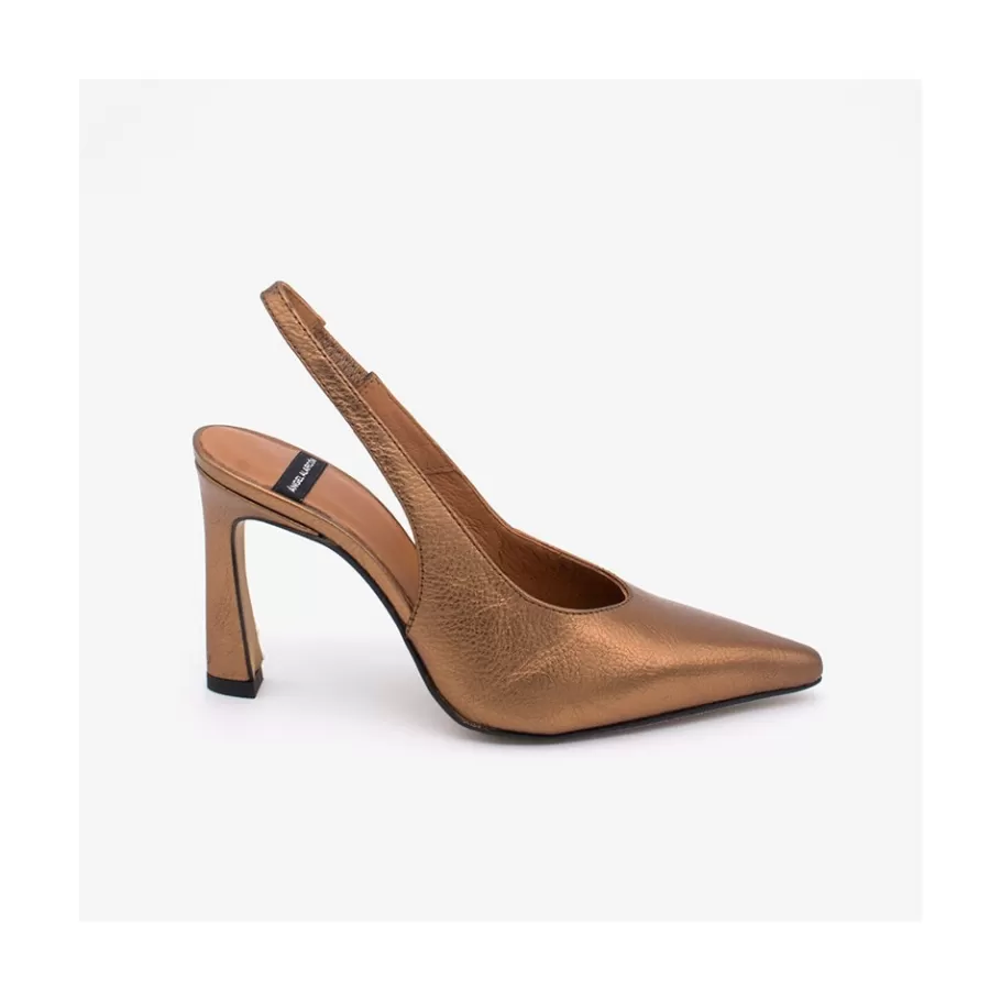 Metallized Shoes<Ángel Alarcón Aina - Metallic Leather Sling-Back Pointed Toe Stiletto