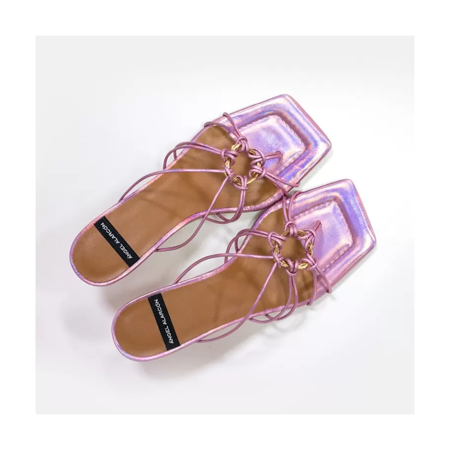 Metallized Shoes<Ángel Alarcón Alexia - Iridiscence Strappy Sandals With Padded Insole