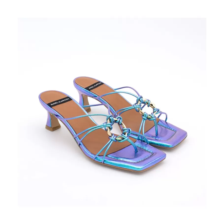 Metallized Shoes<Ángel Alarcón Alexia - Iridiscence Strappy Sandals With Padded Insole