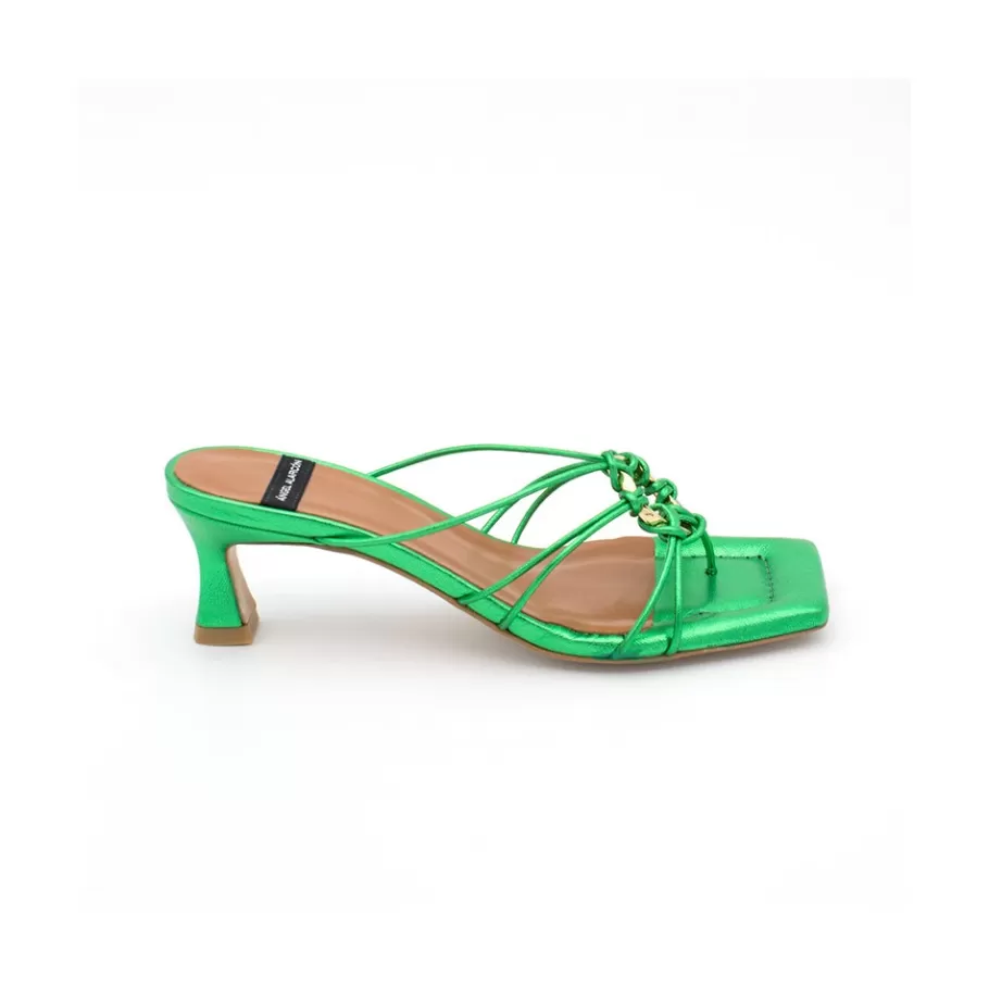 Sandals<Ángel Alarcón Alexia - Metallized Leather Strappy Sandals With Padded Insole