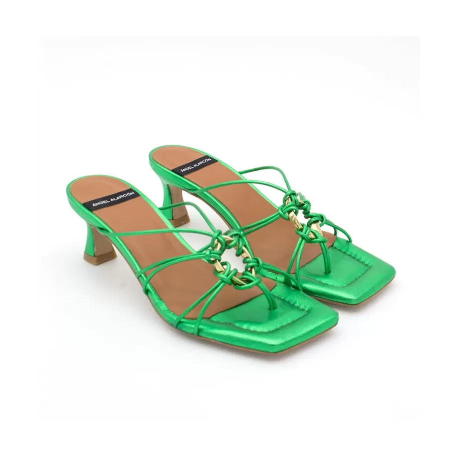 Sandals<Ángel Alarcón Alexia - Metallized Leather Strappy Sandals With Padded Insole