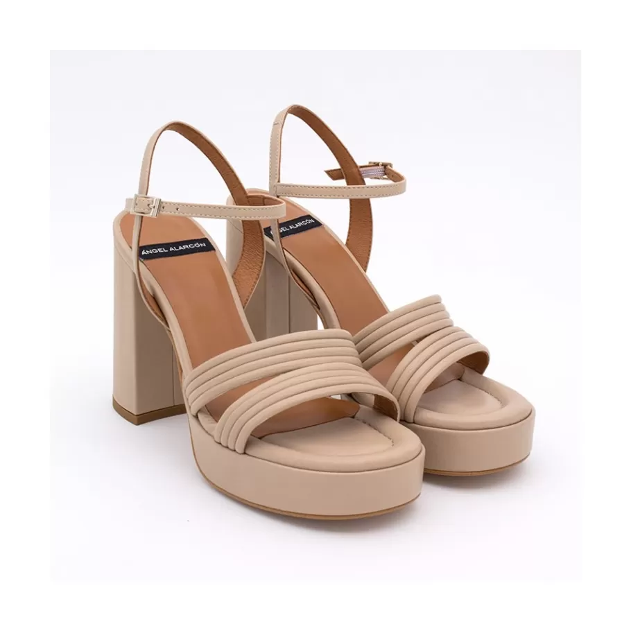 Sandals<Ángel Alarcón Amber - Strap Leather Sandals With Block High Heel & Platform