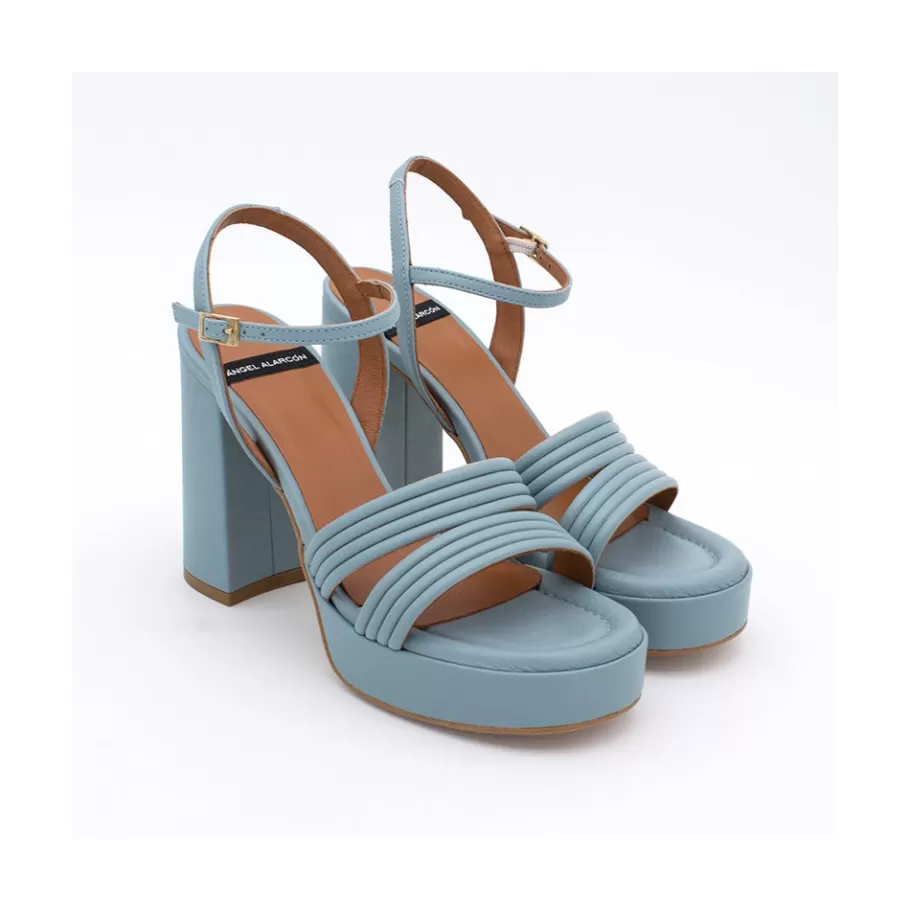Sandals<Ángel Alarcón Amber - Strap Leather Sandals With Block High Heel & Platform