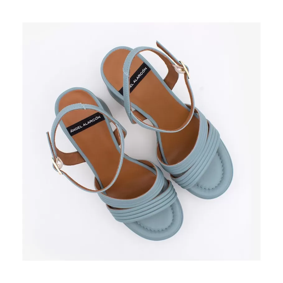 Sandals<Ángel Alarcón Amber - Strap Leather Sandals With Block High Heel & Platform