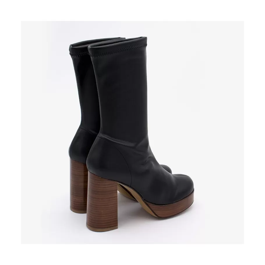Heeled Shoes<Ángel Alarcón Anderson - Women S Leather Ankle Boots With Wood High Heel & Platform
