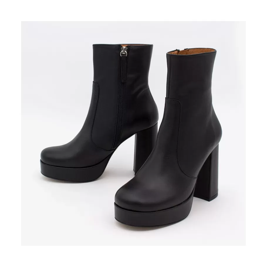 Last Units<Ángel Alarcón Cadeo - Women S Leather Ankle Boots With High Heel & Platform