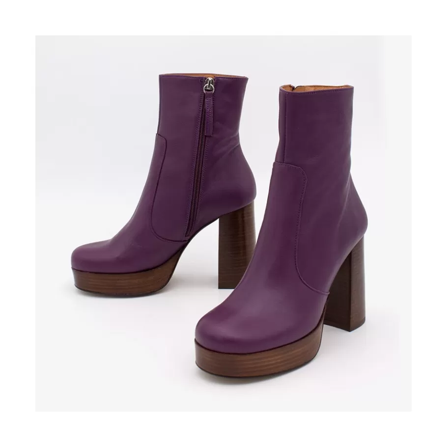 Heeled Shoes<Ángel Alarcón Cadeo - Women S Leather Ankle Boots With Wood High Heel & Platform