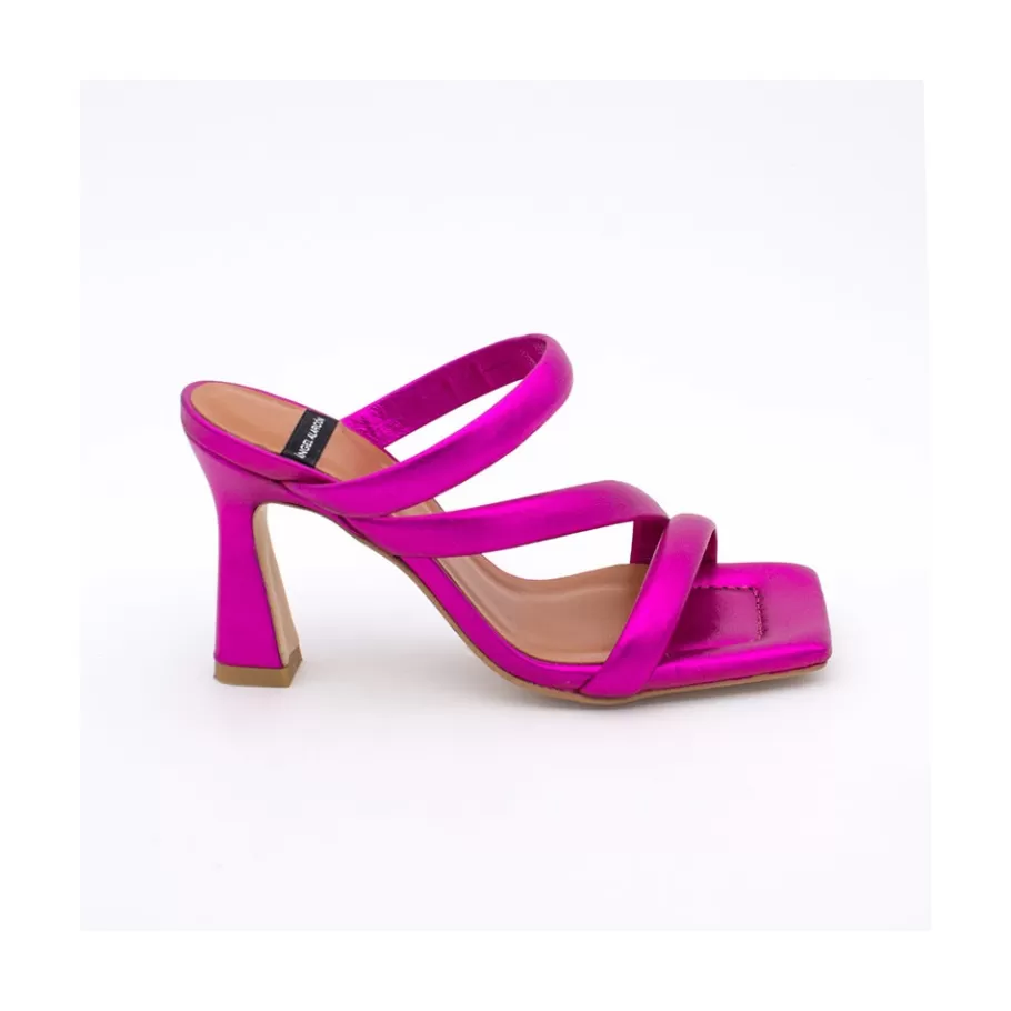 Metallized Shoes<Ángel Alarcón Cameron - Metallized Padded Straps Sandals With High Heel