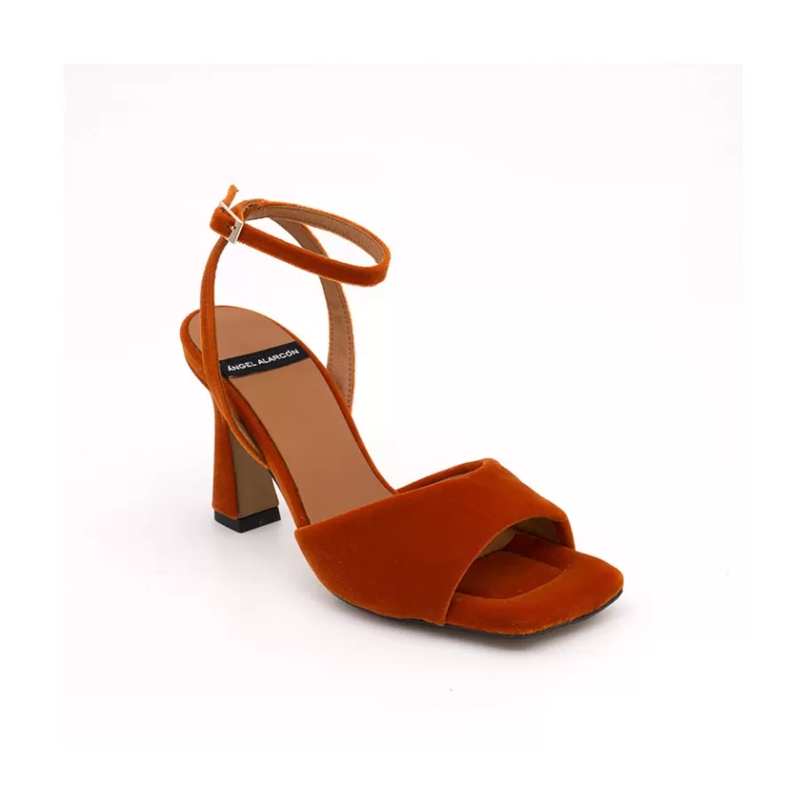 Last Units<Ángel Alarcón Carine - Velvet Heeled Ankle Strap Sandals