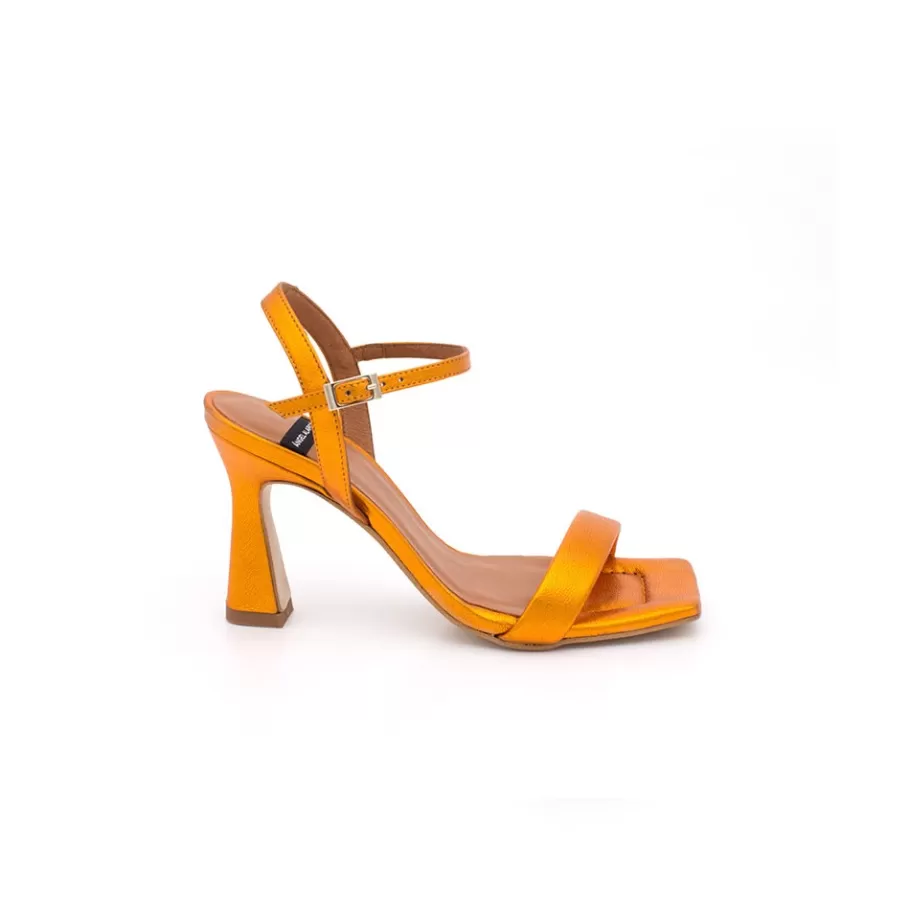 Metallized Shoes<Ángel Alarcón Carole - Heeled Women S Metallized Leather Sandals