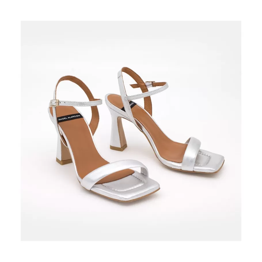 Metallized Shoes<Ángel Alarcón Carole - Heeled Women S Metallized Leather Sandals