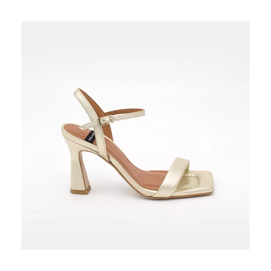 Metallized Shoes<Ángel Alarcón Carole - Heeled Women S Metallized Leather Sandals