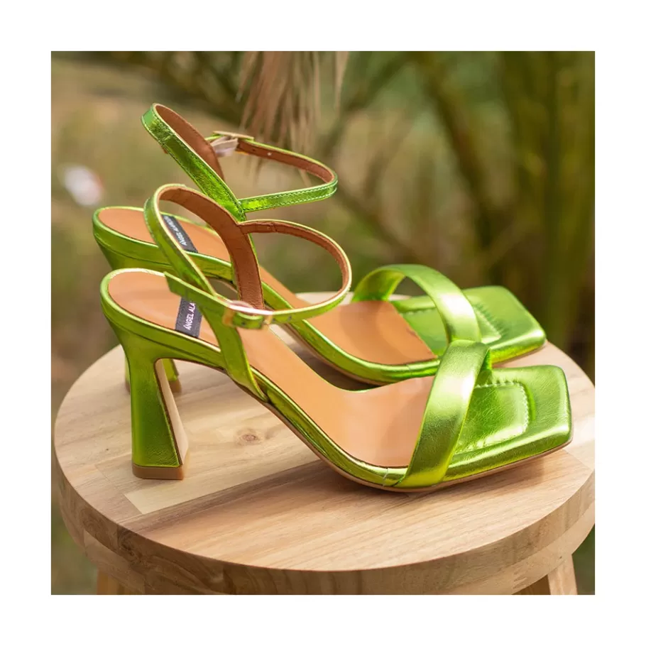 Metallized Shoes<Ángel Alarcón Carole - Heeled Women S Metallized Leather Sandals