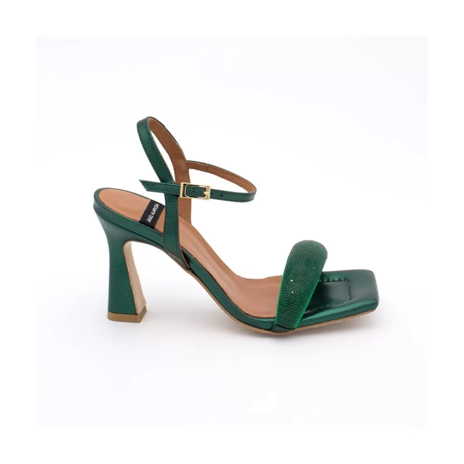 Metallized Shoes<Ángel Alarcón Carole Gem - Heeled Women S Leather Sandals With Sparkling Crystals