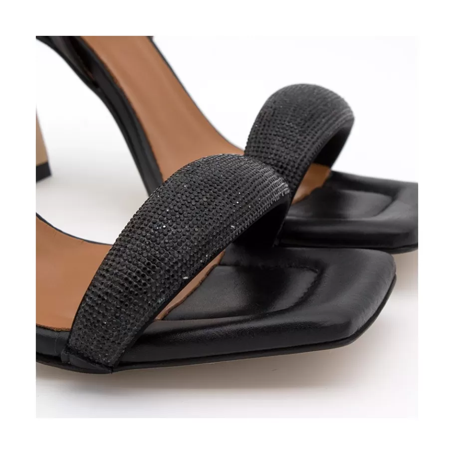 Metallized Shoes<Ángel Alarcón Carole Gem - Heeled Women S Leather Sandals With Sparkling Crystals