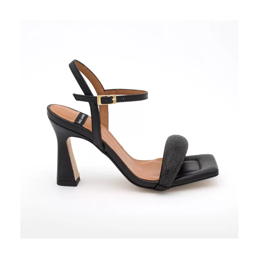 Metallized Shoes<Ángel Alarcón Carole Gem - Heeled Women S Leather Sandals With Sparkling Crystals