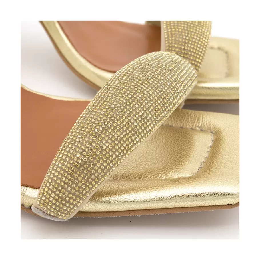 Metallized Shoes<Ángel Alarcón Carole Gem - Heeled Women S Leather Sandals With Sparkling Crystals