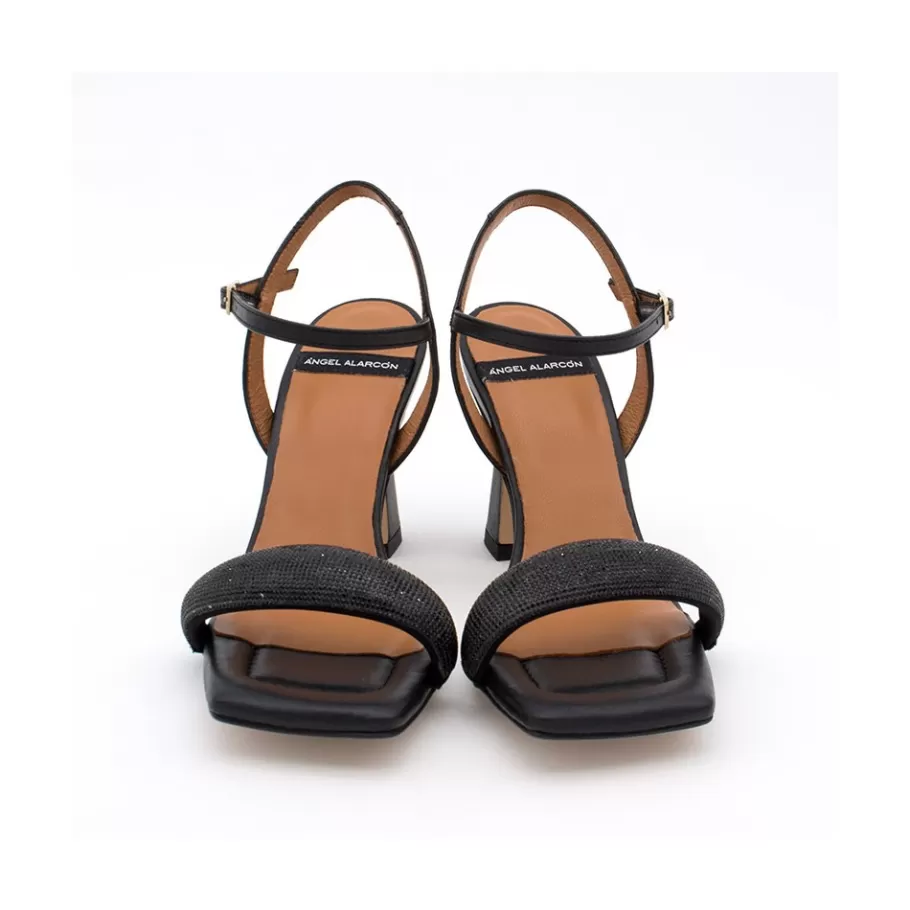 Metallized Shoes<Ángel Alarcón Carole Gem - Heeled Women S Leather Sandals With Sparkling Crystals