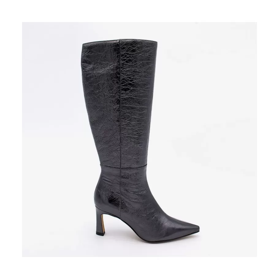 Metallized Shoes<Ángel Alarcón Deka Line - Metallic Lather Women S Heeled Pointed Toe Boots