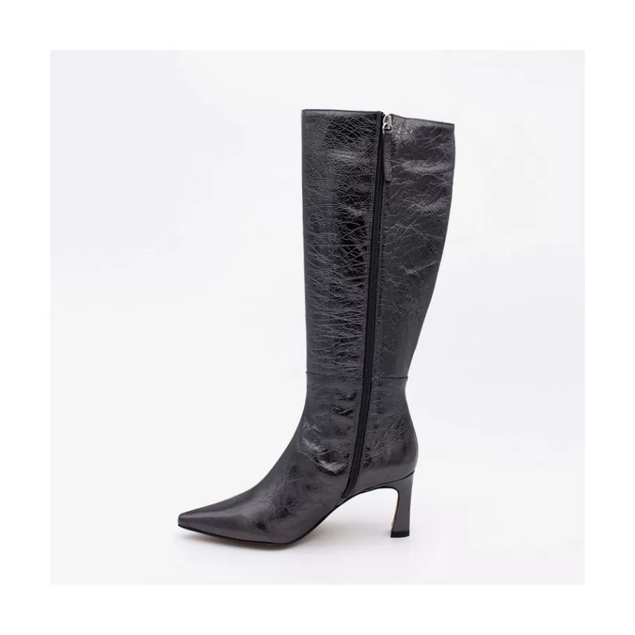 Metallized Shoes<Ángel Alarcón Deka Line - Metallic Lather Women S Heeled Pointed Toe Boots