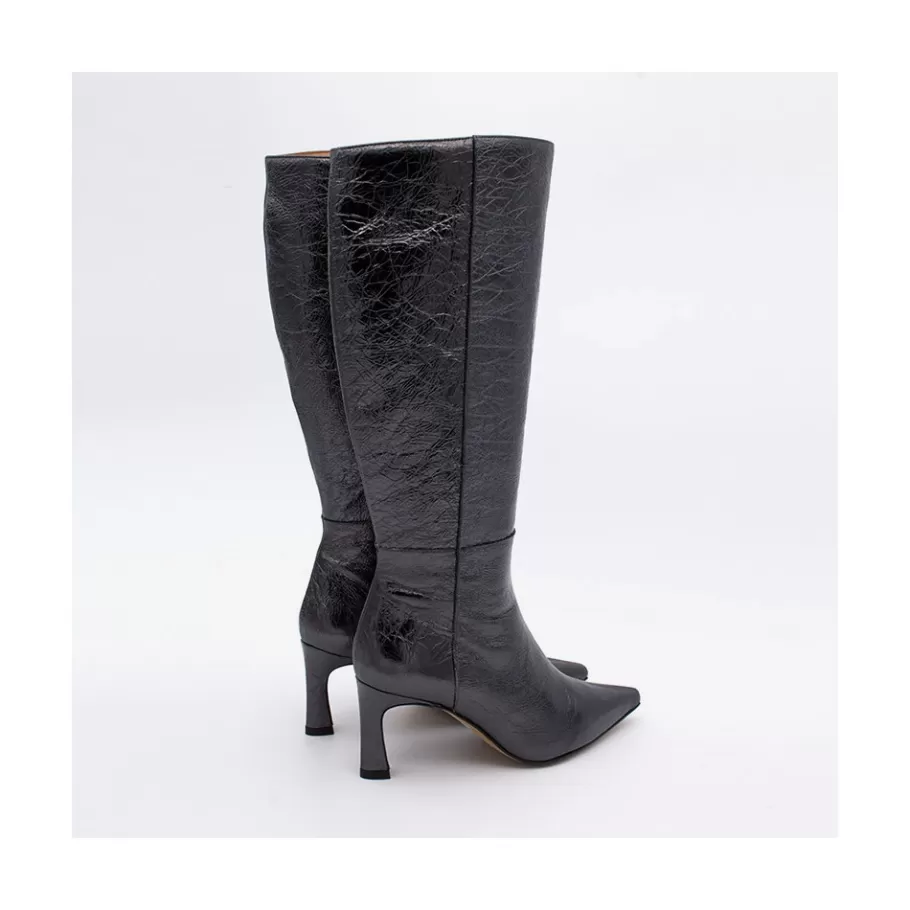 Metallized Shoes<Ángel Alarcón Deka Line - Metallic Lather Women S Heeled Pointed Toe Boots