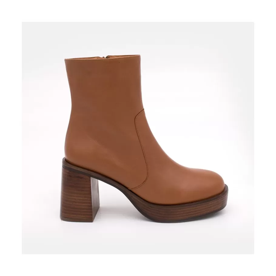 Heeled Shoes<Ángel Alarcón Greta - Leather Ankle Boots With Wood Block Heel & Platform