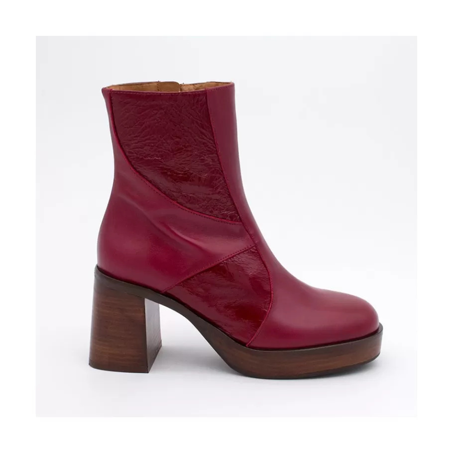 Last Units<Ángel Alarcón Ingrid - Leather Ankle Boots With Wood Block Heel & Platform