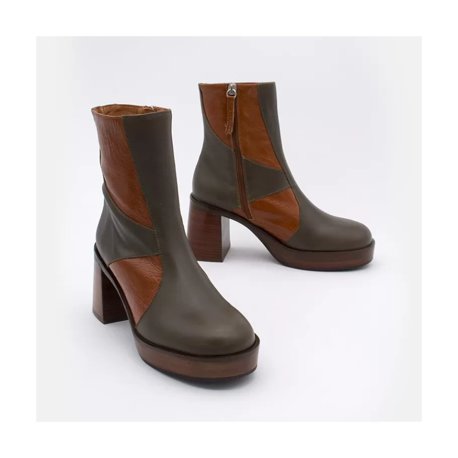 Heeled Shoes<Ángel Alarcón Ingrid - Leather Ankle Boots With Wood Block Heel & Platform