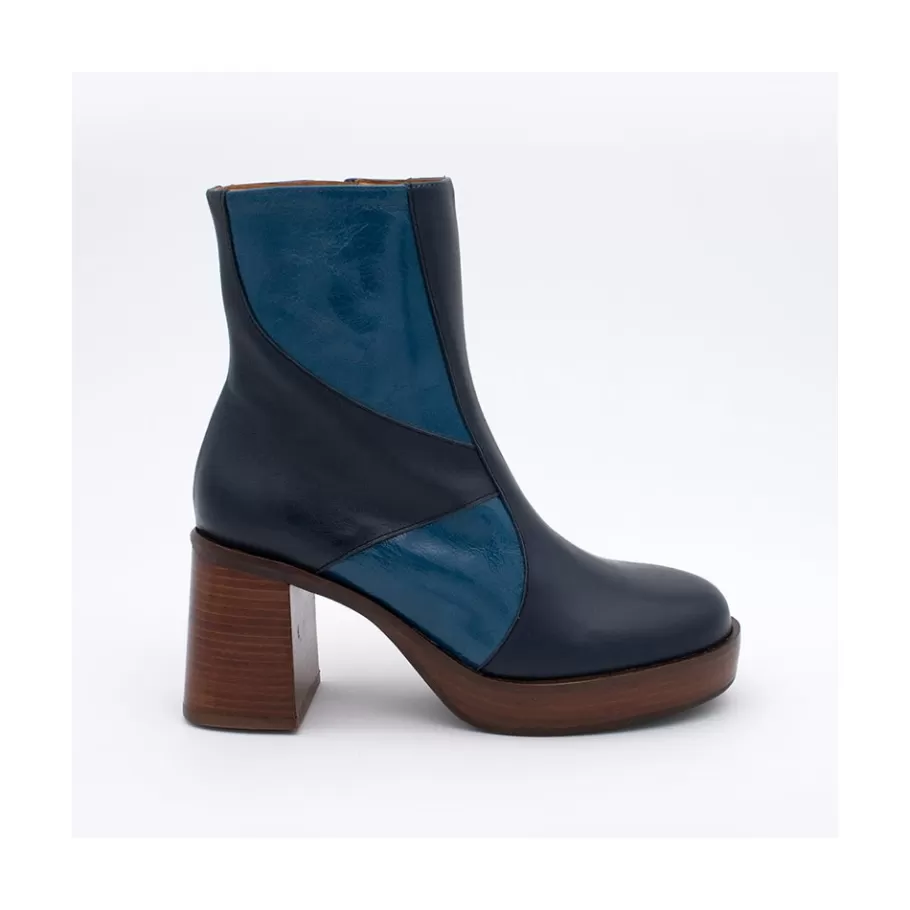 Last Units<Ángel Alarcón Ingrid - Leather Ankle Boots With Wood Block Heel & Platform