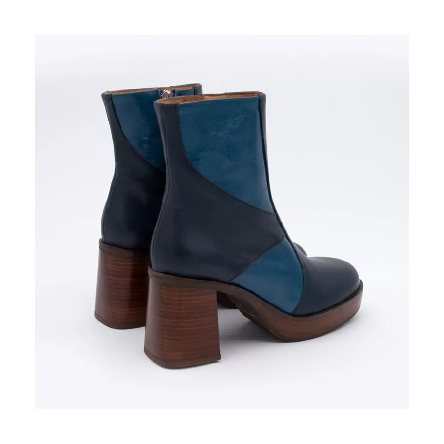 Last Units<Ángel Alarcón Ingrid - Leather Ankle Boots With Wood Block Heel & Platform