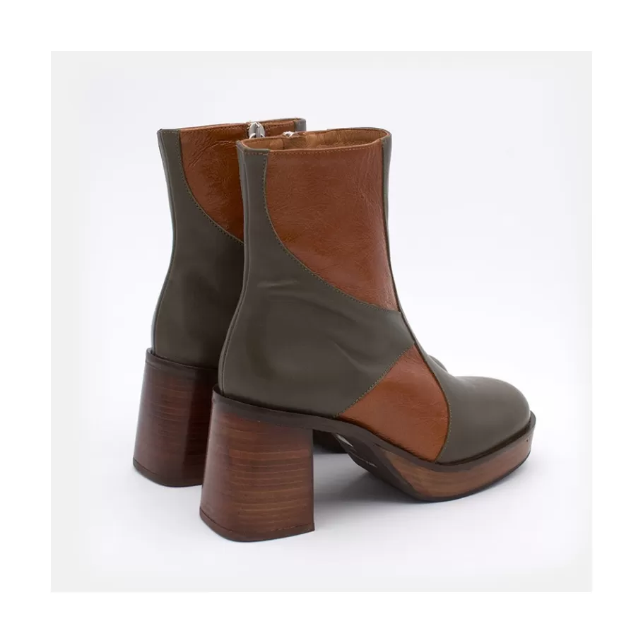 Heeled Shoes<Ángel Alarcón Ingrid - Leather Ankle Boots With Wood Block Heel & Platform