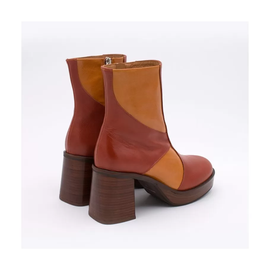 Last Units<Ángel Alarcón Ingrid - Leather Ankle Boots With Wood Block Heel & Platform