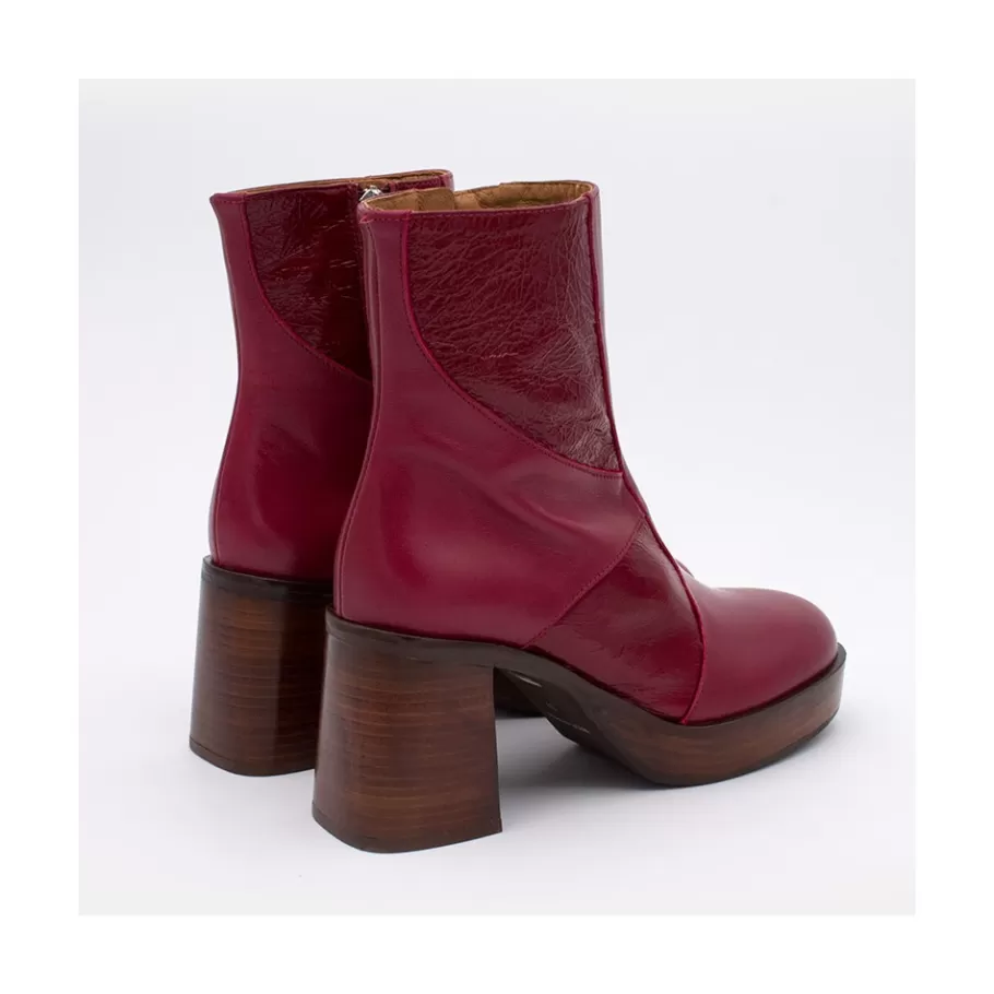 Last Units<Ángel Alarcón Ingrid - Leather Ankle Boots With Wood Block Heel & Platform