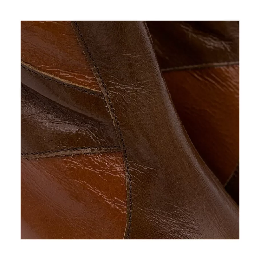 Last Units<Ángel Alarcón Ingrid - Shiny Leather Ankle Boots With Wood Block Heel & Platform