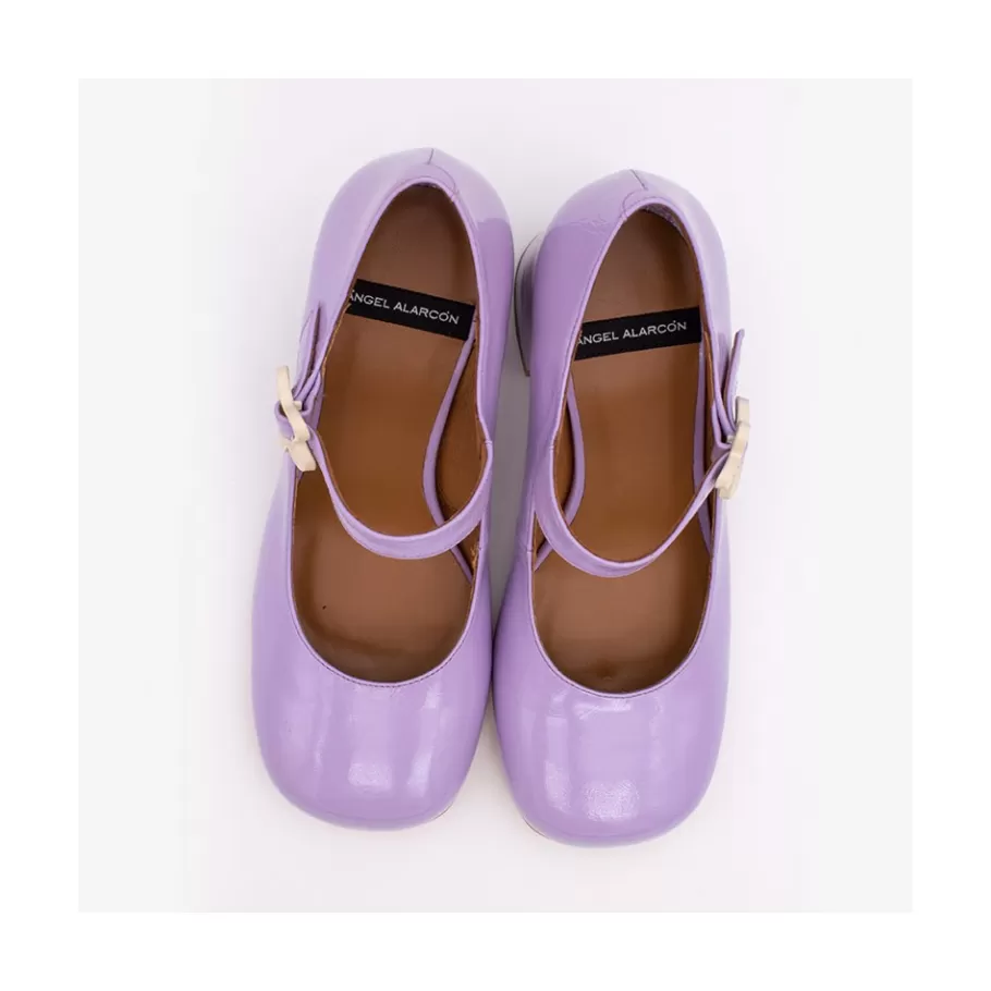 Mary Jane<Ángel Alarcón Jett Flower - Shiny Leather Mary Jane Shoes With Flower Buckle