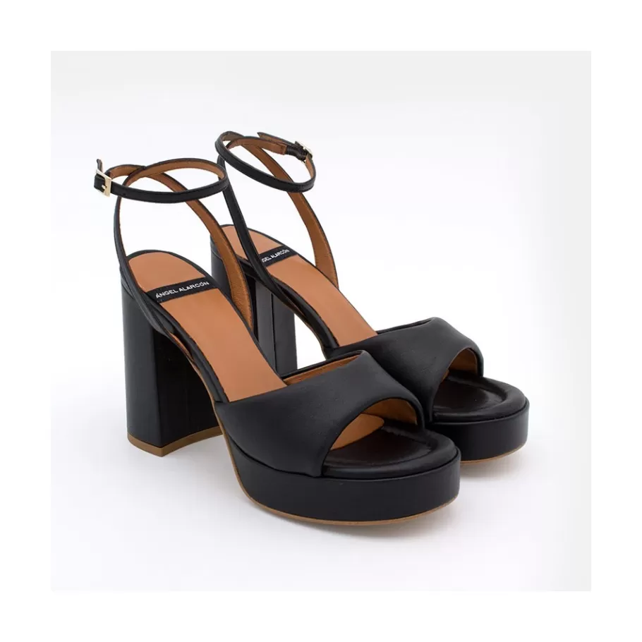 Sandals<Ángel Alarcón Kelis - Leather Padded Ankle Strap Sandals With Block Heel & Platform