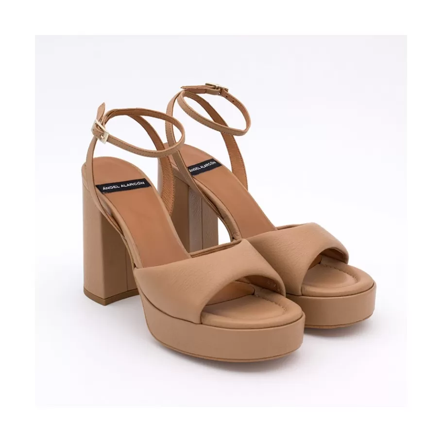Sandals<Ángel Alarcón Kelis - Leather Padded Ankle Strap Sandals With Block Heel & Platform