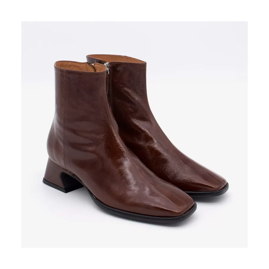 Boots And Booties<Ángel Alarcón Masha - Comfortable Shiny Leather Woman Booties With Low Heel