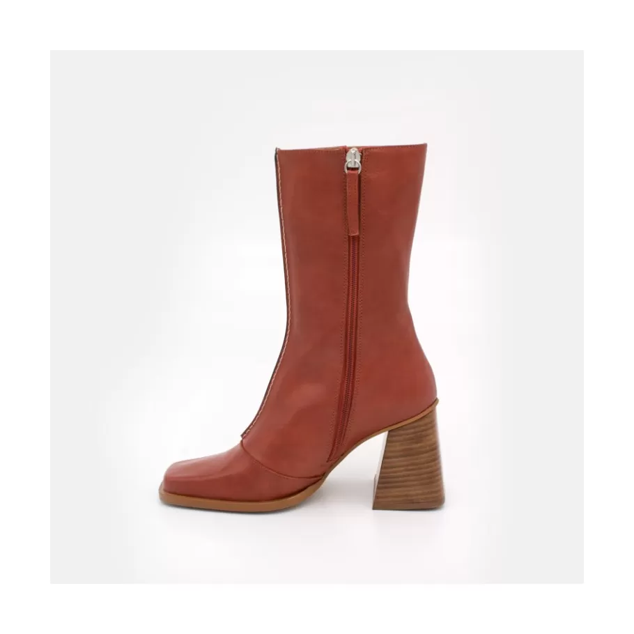 Last Units<Ángel Alarcón Motagua - Leather Women S Boots With Block Heel