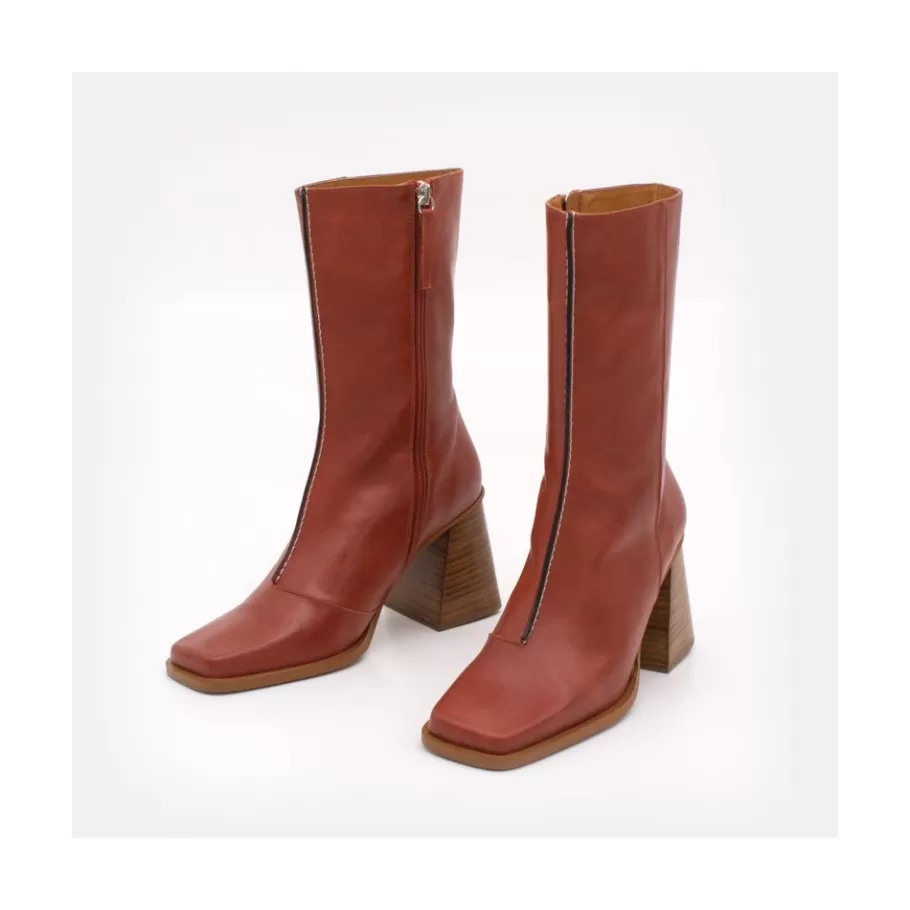 Last Units<Ángel Alarcón Motagua - Leather Women S Boots With Block Heel