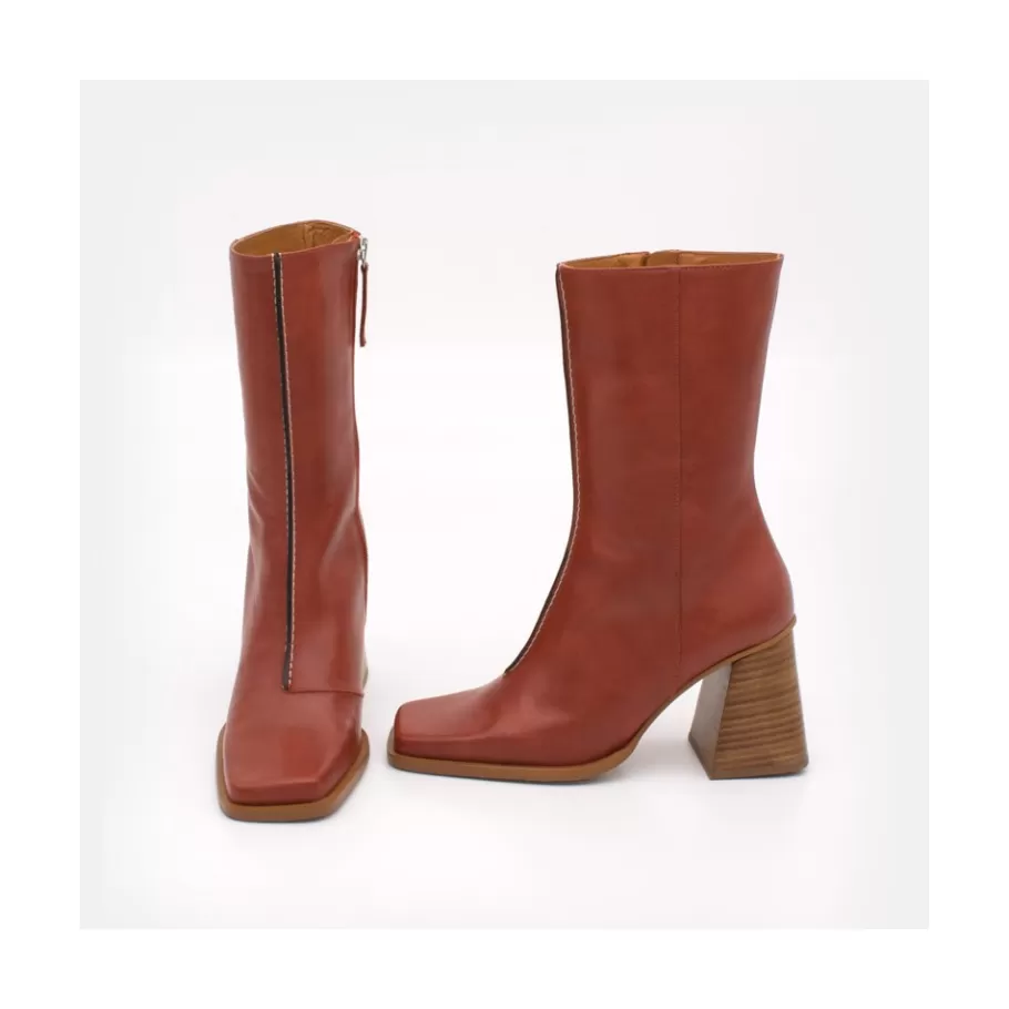Last Units<Ángel Alarcón Motagua - Leather Women S Boots With Block Heel