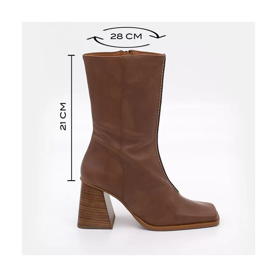 Last Units<Ángel Alarcón Motagua - Leather Women S Boots With Block Heel