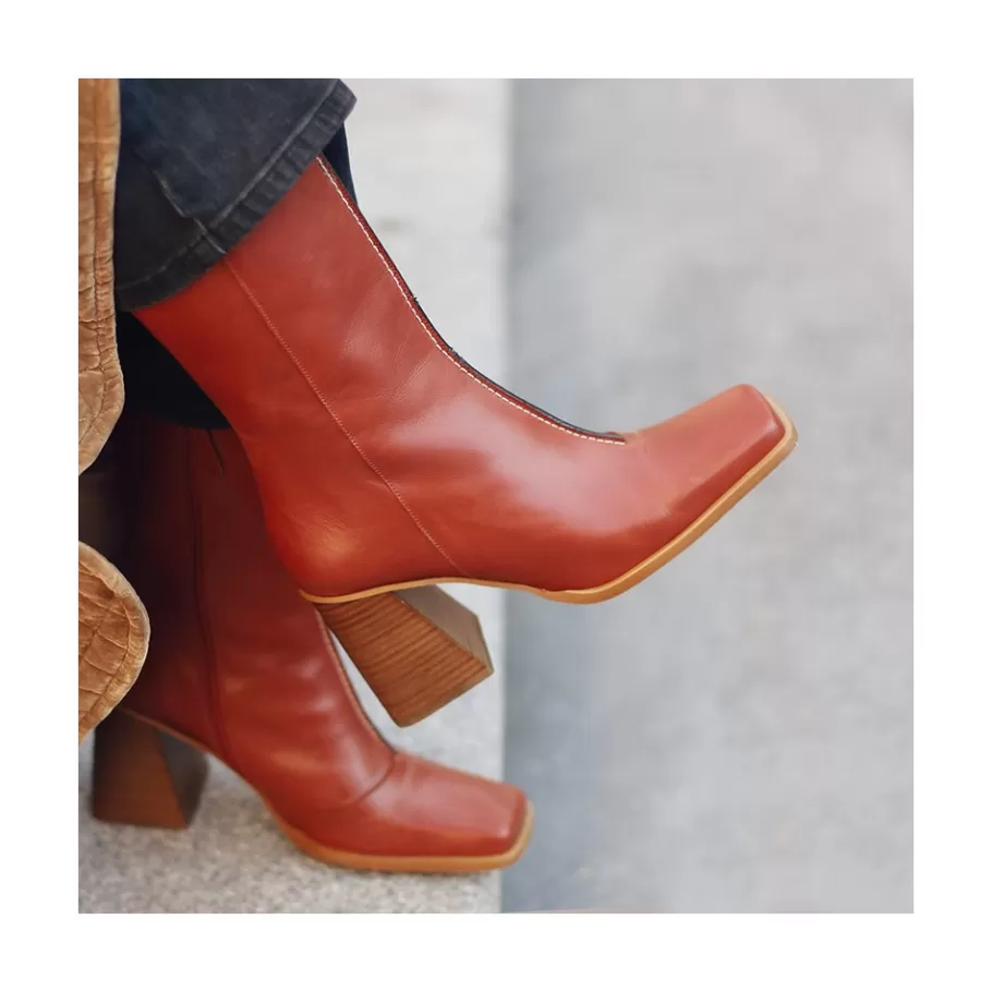 Last Units<Ángel Alarcón Motagua - Leather Women S Boots With Block Heel