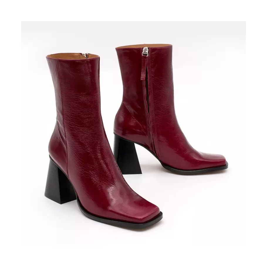 Boots And Booties<Ángel Alarcón Oconnor - Shiny Leather Ankle Boots With Zipper & Block Heel