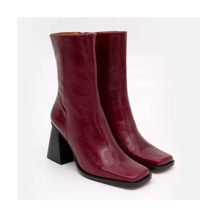 Boots And Booties<Ángel Alarcón Oconnor - Shiny Leather Ankle Boots With Zipper & Block Heel