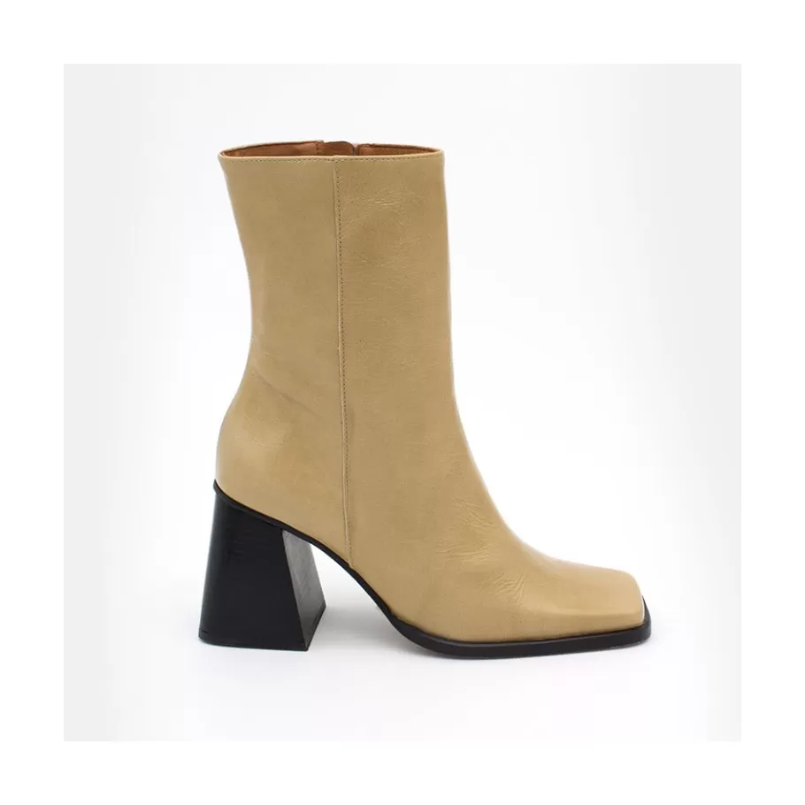 Boots And Booties<Ángel Alarcón Oconnor - Shiny Leather Ankle Boots With Zipper & Block Heel