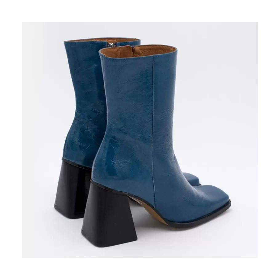 Boots And Booties<Ángel Alarcón Oconnor - Shiny Leather Ankle Boots With Zipper & Block Heel