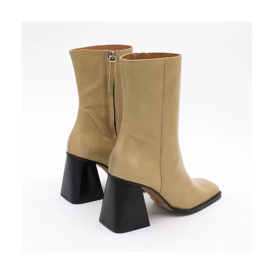 Boots And Booties<Ángel Alarcón Oconnor - Shiny Leather Ankle Boots With Zipper & Block Heel